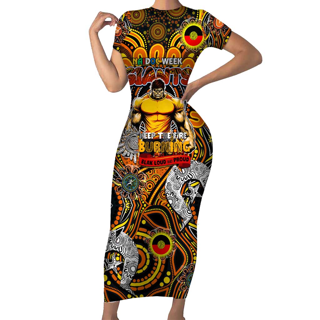 Custom GWS Giants NAIDOC Week 2024 Short Sleeve Bodycon Dress Mascot Football