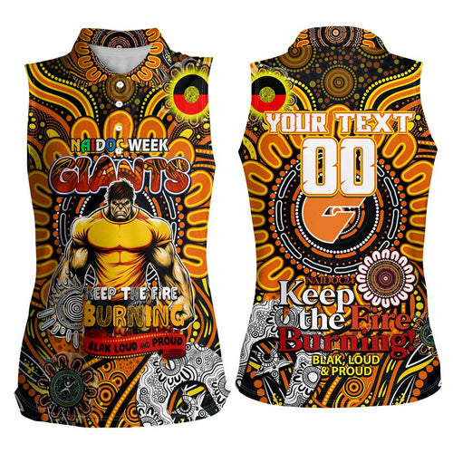 Custom GWS Giants NAIDOC Week 2024 Women Sleeveless Polo Shirt Mascot Football