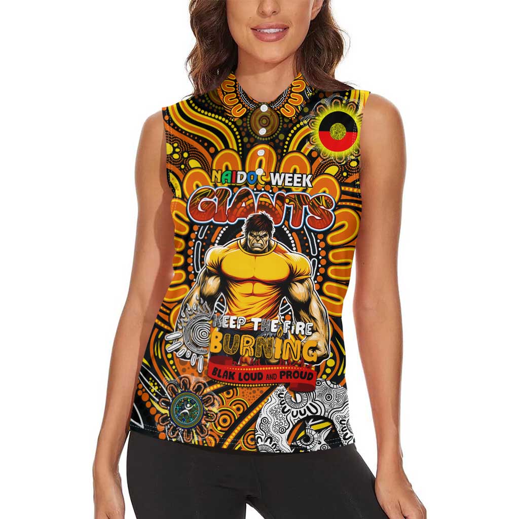 Custom GWS Giants NAIDOC Week 2024 Women Sleeveless Polo Shirt Mascot Football