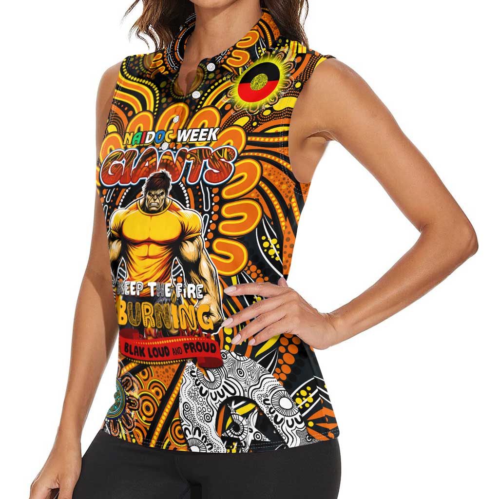 Custom GWS Giants NAIDOC Week 2024 Women Sleeveless Polo Shirt Mascot Football