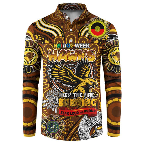 Custom Hawthorn Hawks NAIDOC Week 2024 Button Sweatshirt Mascot Football