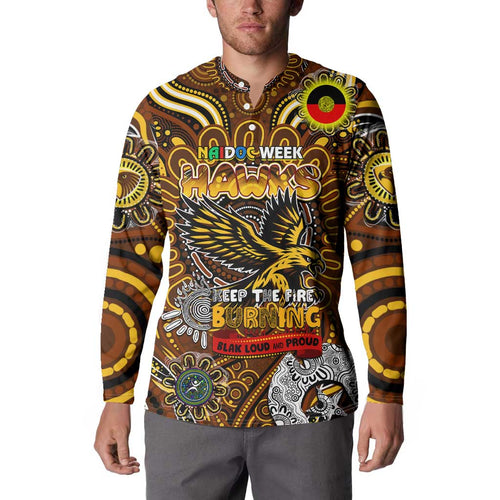 Custom Hawthorn Hawks NAIDOC Week 2024 Button Sweatshirt Mascot Football