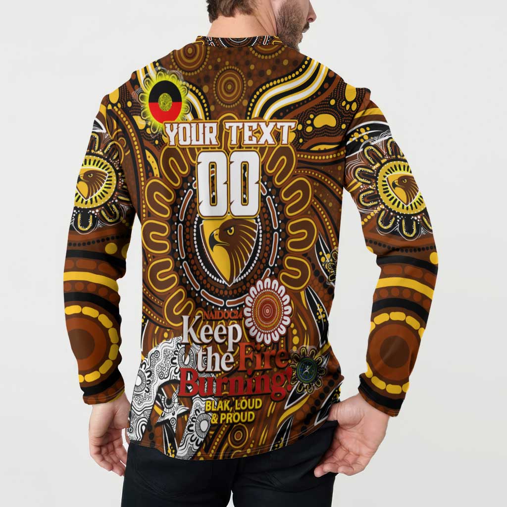 Custom Hawthorn Hawks NAIDOC Week 2024 Button Sweatshirt Mascot Football