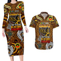 Custom Hawthorn Hawks NAIDOC Week 2024 Couples Matching Long Sleeve Bodycon Dress and Hawaiian Shirt Mascot Football