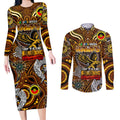 Custom Hawthorn Hawks NAIDOC Week 2024 Couples Matching Long Sleeve Bodycon Dress and Long Sleeve Button Shirt Mascot Football