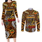 Custom Hawthorn Hawks NAIDOC Week 2024 Couples Matching Long Sleeve Bodycon Dress and Long Sleeve Button Shirt Mascot Football