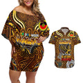 Custom Hawthorn Hawks NAIDOC Week 2024 Couples Matching Off Shoulder Short Dress and Hawaiian Shirt Mascot Football