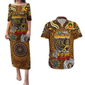 Custom Hawthorn Hawks NAIDOC Week 2024 Couples Matching Puletasi and Hawaiian Shirt Mascot Football