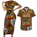 Custom Hawthorn Hawks NAIDOC Week 2024 Couples Matching Short Sleeve Bodycon Dress and Hawaiian Shirt Mascot Football