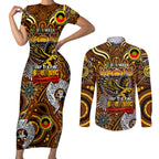 Custom Hawthorn Hawks NAIDOC Week 2024 Couples Matching Short Sleeve Bodycon Dress and Long Sleeve Button Shirt Mascot Football