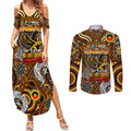 Custom Hawthorn Hawks NAIDOC Week 2024 Couples Matching Summer Maxi Dress and Long Sleeve Button Shirt Mascot Football