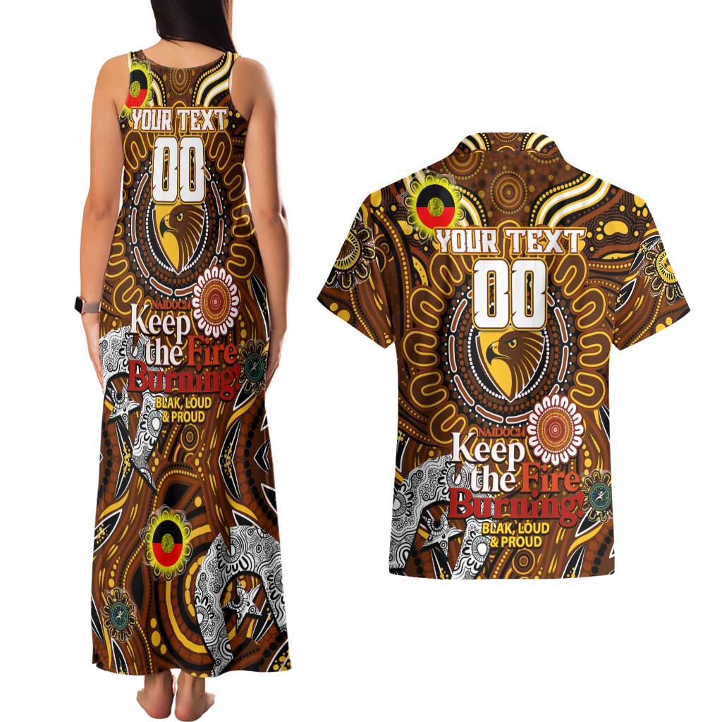 Custom Hawthorn Hawks NAIDOC Week 2024 Couples Matching Tank Maxi Dress and Hawaiian Shirt Mascot Football