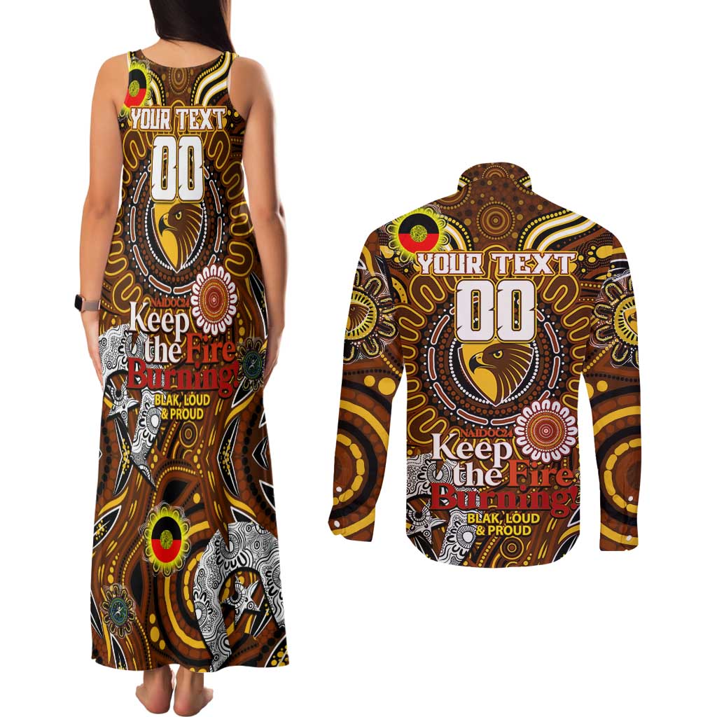 Custom Hawthorn Hawks NAIDOC Week 2024 Couples Matching Tank Maxi Dress and Long Sleeve Button Shirt Mascot Football