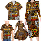 Custom Hawthorn Hawks NAIDOC Week 2024 Family Matching Long Sleeve Bodycon Dress and Hawaiian Shirt Mascot Football