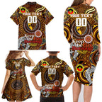 Custom Hawthorn Hawks NAIDOC Week 2024 Family Matching Long Sleeve Bodycon Dress and Hawaiian Shirt Mascot Football