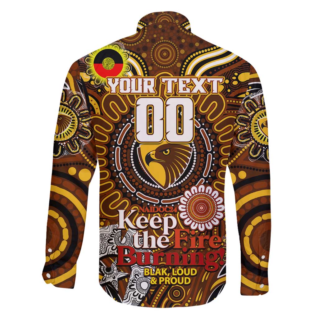 Custom Hawthorn Hawks NAIDOC Week 2024 Family Matching Long Sleeve Bodycon Dress and Hawaiian Shirt Mascot Football