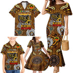 Custom Hawthorn Hawks NAIDOC Week 2024 Family Matching Mermaid Dress and Hawaiian Shirt Mascot Football