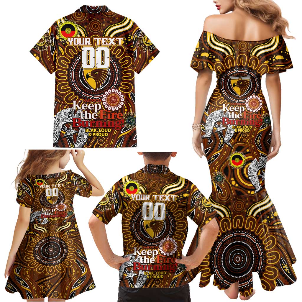 Custom Hawthorn Hawks NAIDOC Week 2024 Family Matching Mermaid Dress and Hawaiian Shirt Mascot Football