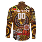 Custom Hawthorn Hawks NAIDOC Week 2024 Family Matching Off The Shoulder Long Sleeve Dress and Hawaiian Shirt Mascot Football