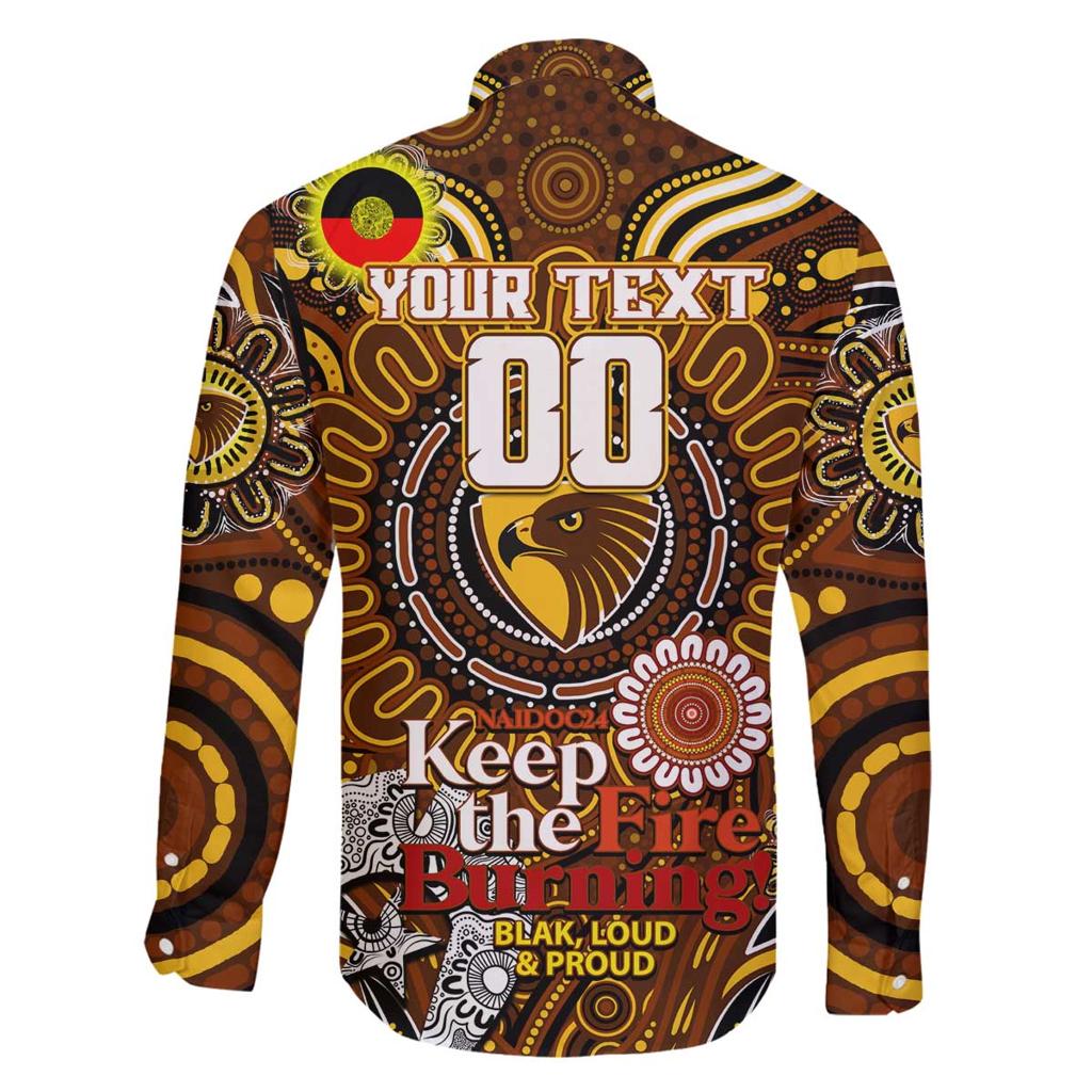 Custom Hawthorn Hawks NAIDOC Week 2024 Family Matching Off Shoulder Short Dress and Hawaiian Shirt Mascot Football