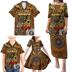 Custom Hawthorn Hawks NAIDOC Week 2024 Family Matching Puletasi and Hawaiian Shirt Mascot Football