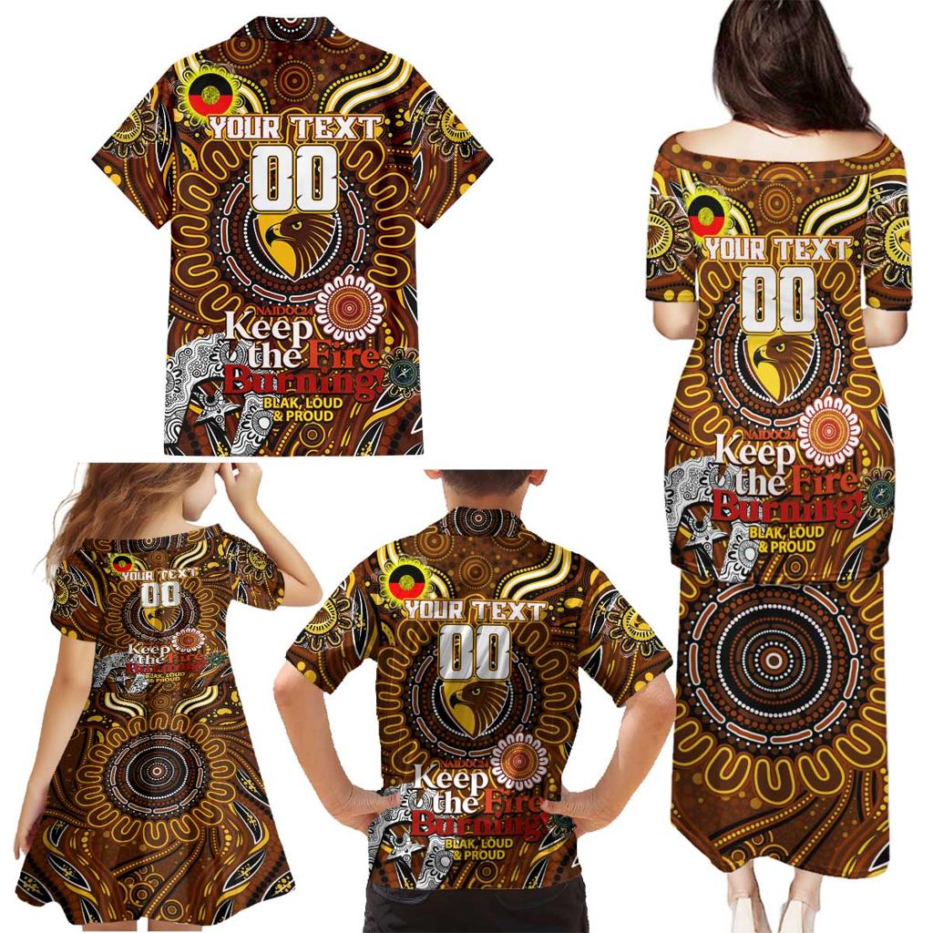 Custom Hawthorn Hawks NAIDOC Week 2024 Family Matching Puletasi and Hawaiian Shirt Mascot Football