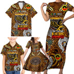 Custom Hawthorn Hawks NAIDOC Week 2024 Family Matching Short Sleeve Bodycon Dress and Hawaiian Shirt Mascot Football