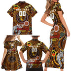 Custom Hawthorn Hawks NAIDOC Week 2024 Family Matching Short Sleeve Bodycon Dress and Hawaiian Shirt Mascot Football