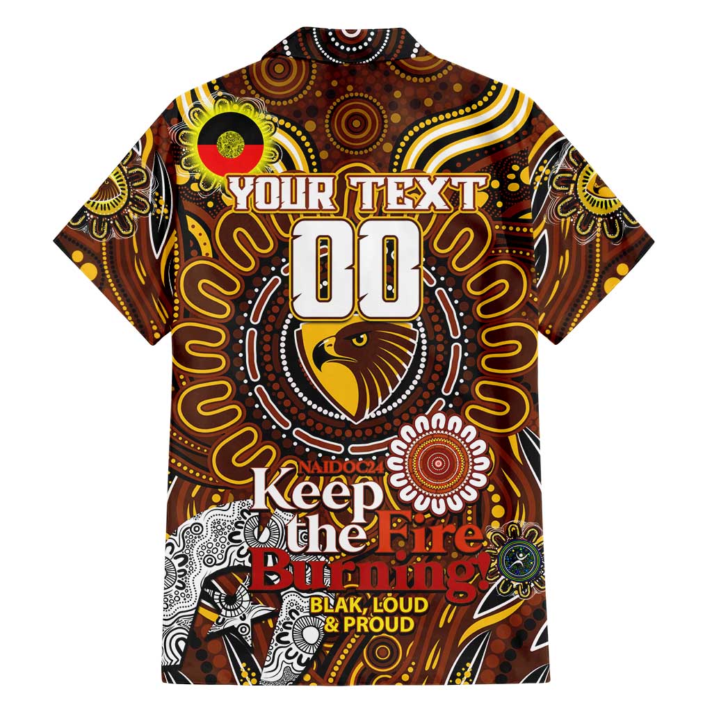 Custom Hawthorn Hawks NAIDOC Week 2024 Family Matching Short Sleeve Bodycon Dress and Hawaiian Shirt Mascot Football