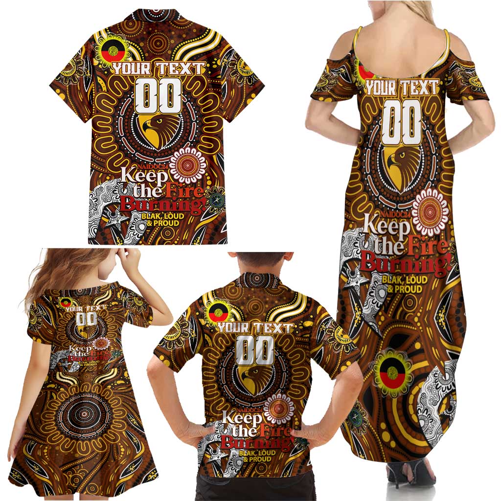 Custom Hawthorn Hawks NAIDOC Week 2024 Family Matching Summer Maxi Dress and Hawaiian Shirt Mascot Football