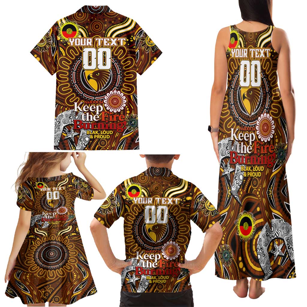 Custom Hawthorn Hawks NAIDOC Week 2024 Family Matching Tank Maxi Dress and Hawaiian Shirt Mascot Football