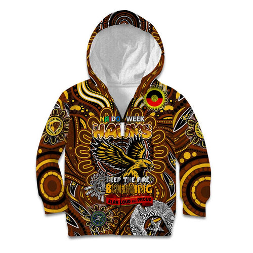 Custom Hawthorn Hawks NAIDOC Week 2024 Kid Hoodie Mascot Football