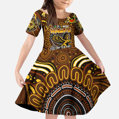 Custom Hawthorn Hawks NAIDOC Week 2024 Kid Short Sleeve Dress Mascot Football