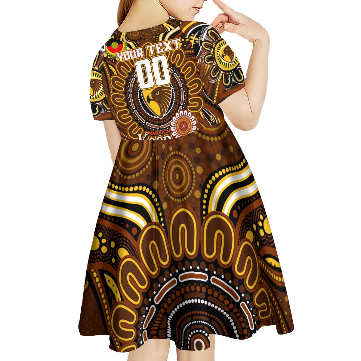 Custom Hawthorn Hawks NAIDOC Week 2024 Kid Short Sleeve Dress Mascot Football