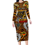 Custom Hawthorn Hawks NAIDOC Week 2024 Long Sleeve Bodycon Dress Mascot Football