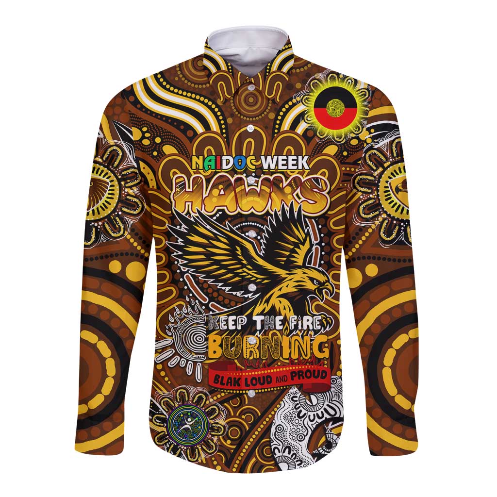 Custom Hawthorn Hawks NAIDOC Week 2024 Long Sleeve Button Shirt Mascot Football