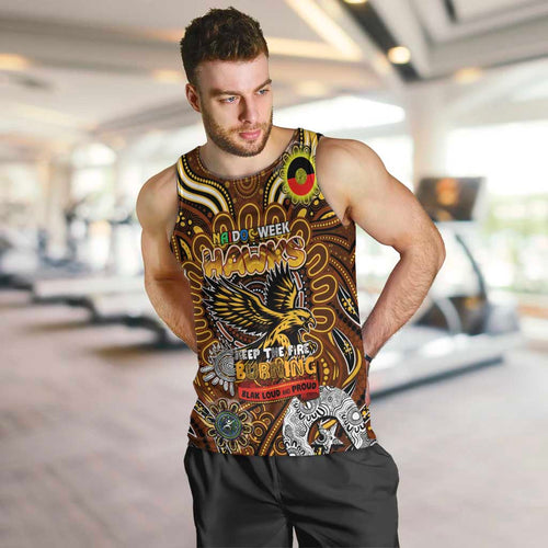 Custom Hawthorn Hawks NAIDOC Week 2024 Men Tank Top Mascot Football