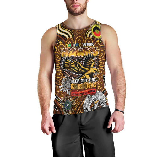 Custom Hawthorn Hawks NAIDOC Week 2024 Men Tank Top Mascot Football