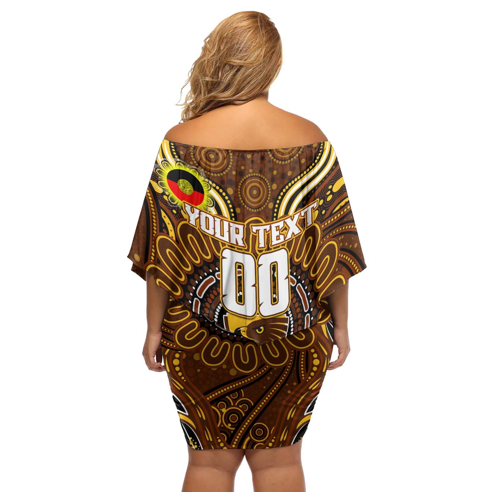 Custom Hawthorn Hawks NAIDOC Week 2024 Off Shoulder Short Dress Mascot Football