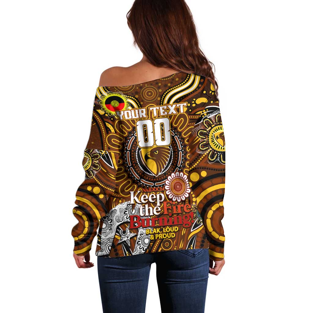 Custom Hawthorn Hawks NAIDOC Week 2024 Off Shoulder Sweater Mascot Football