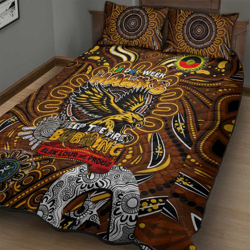 Hawthorn Hawks NAIDOC Week 2024 Quilt Bed Set Mascot Football