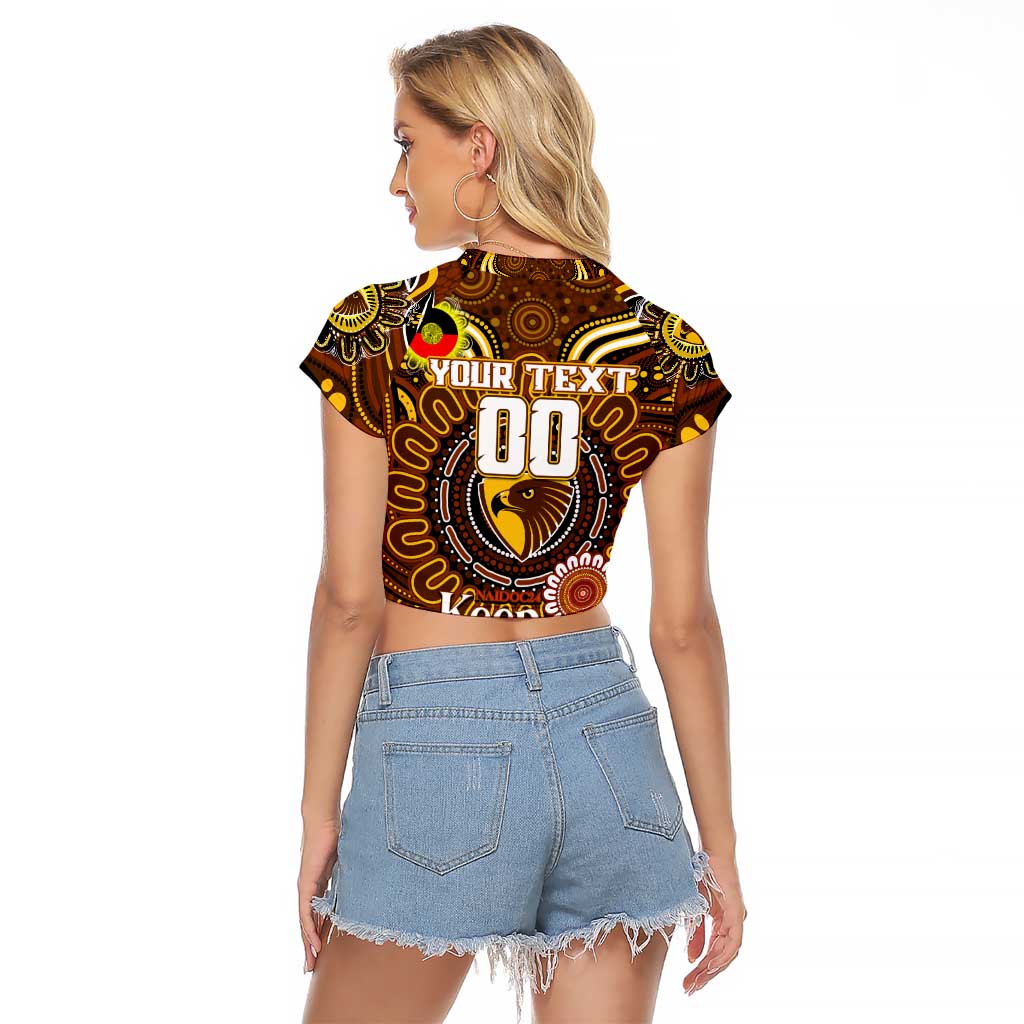 Custom Hawthorn Hawks NAIDOC Week 2024 Raglan Cropped T Shirt Mascot Football