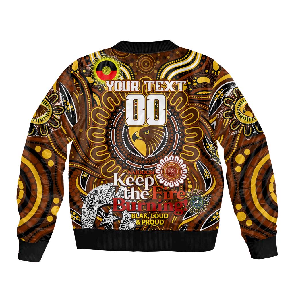 Custom Hawthorn Hawks NAIDOC Week 2024 Sleeve Zip Bomber Jacket Mascot Football