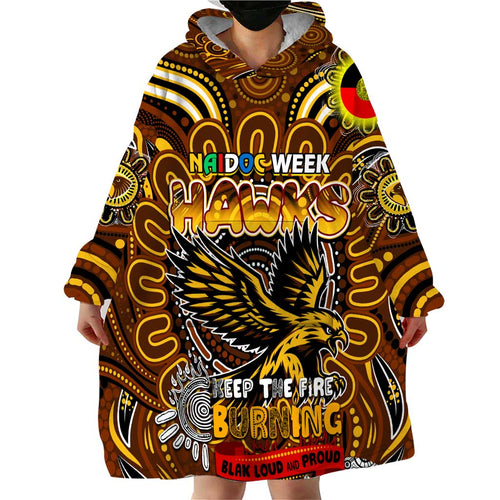 Custom Hawthorn Hawks NAIDOC Week 2024 Wearable Blanket Hoodie Mascot Football