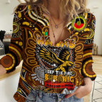 Custom Hawthorn Hawks NAIDOC Week 2024 Women Casual Shirt Mascot Football
