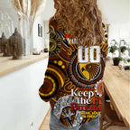 Custom Hawthorn Hawks NAIDOC Week 2024 Women Casual Shirt Mascot Football