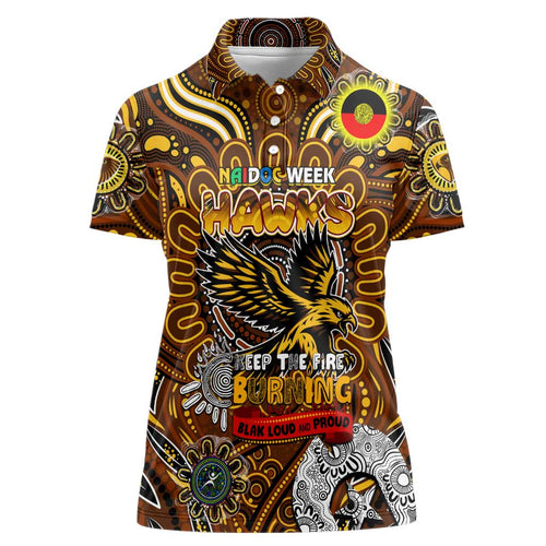 Custom Hawthorn Hawks NAIDOC Week 2024 Women Polo Shirt Mascot Football