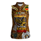 Custom Hawthorn Hawks NAIDOC Week 2024 Women Sleeveless Polo Shirt Mascot Football