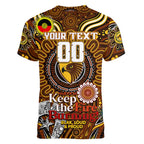Custom Hawthorn Hawks NAIDOC Week 2024 Women V-Neck T-Shirt Mascot Football