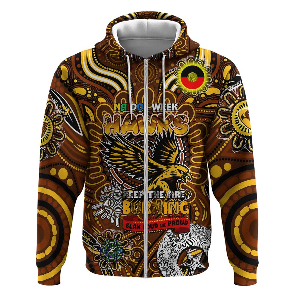 Custom Hawthorn Hawks NAIDOC Week 2024 Zip Hoodie Mascot Football